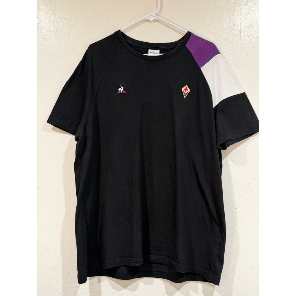 Le Coq Sportif ACF Fiorentina Mens XXL Black Soccer T-Shirt Colorblock 401292374 - Picture 2 of 11